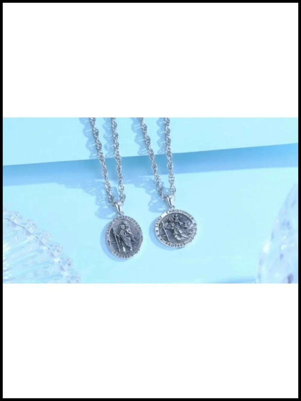 Saint Christopher Medal Necklace S925 Sterling Silver Patron Protection Pendant